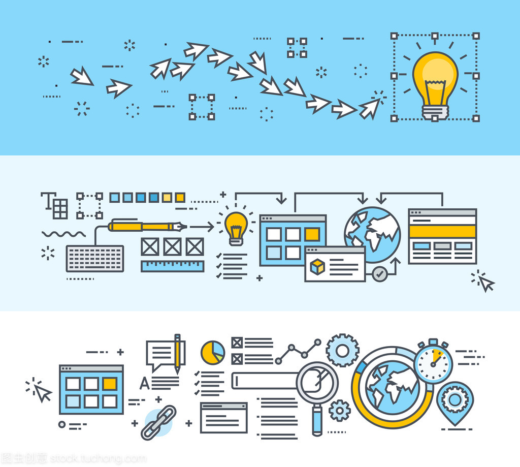 细线平面设计创作 从宏大构思到网站与应用开发及SEO横幅设计